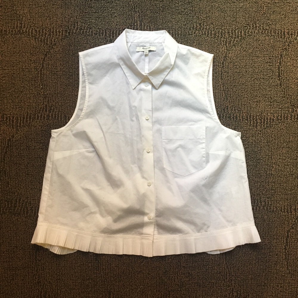 MADEWELL - Pagoda Button down Top White, Large - Picture 3 of 4